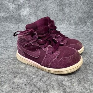 Nike Air Jordan 1 Toddler High Top Sneakers Plum Suede Kids Shoes Size‎ 7C